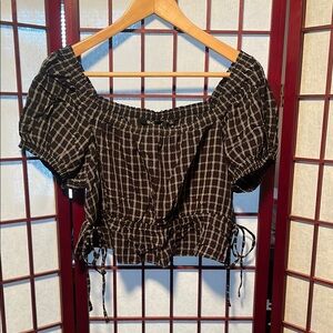 Black and White Checkered Women's Top